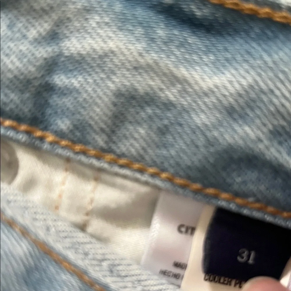 Citizens of Humanity AYLA Light Blue Denim Shorts with Button Waist - Picture 10 of 12